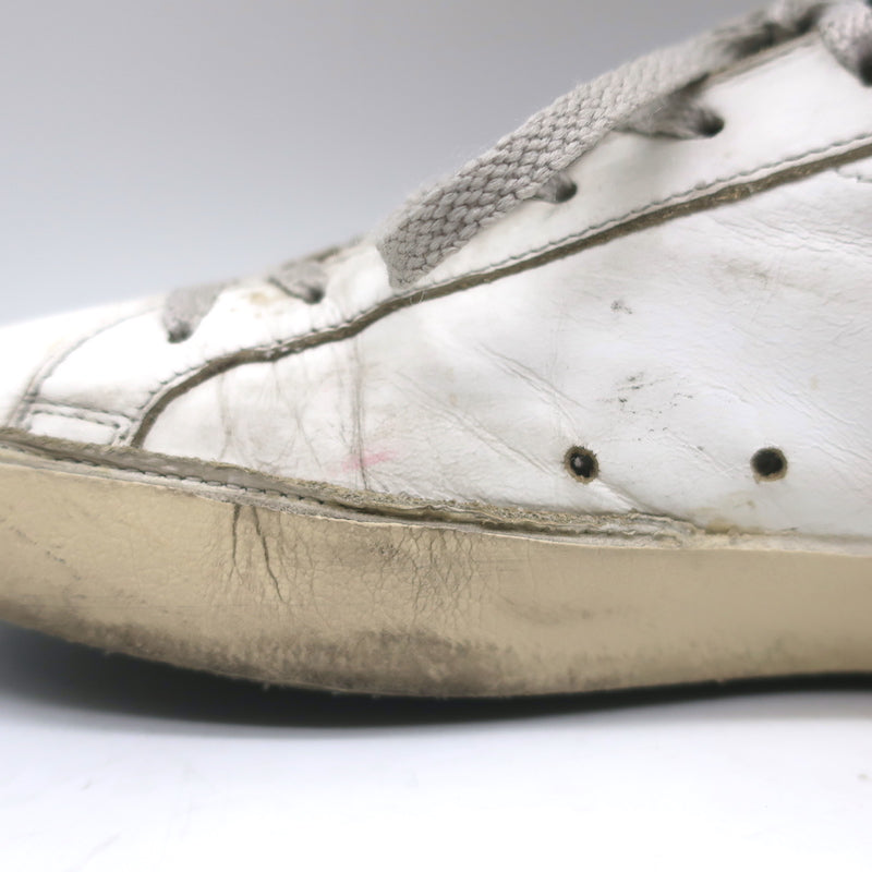 Golden Goose Superstar Sneakers White Leather &amp; Croc-Embossed Patent Size 38