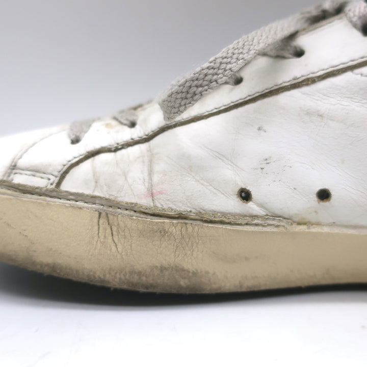 Golden Goose Superstar Sneakers White Leather &amp; Croc-Embossed Patent Size 38