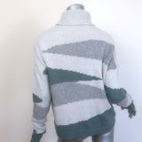 Amina Rubinacci Cashmere Intarsia Knit Turtleneck Sweater Gray Size 42