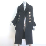 Emporio Armani Double Breasted Striped Coat Black Virgin Wool Size 40