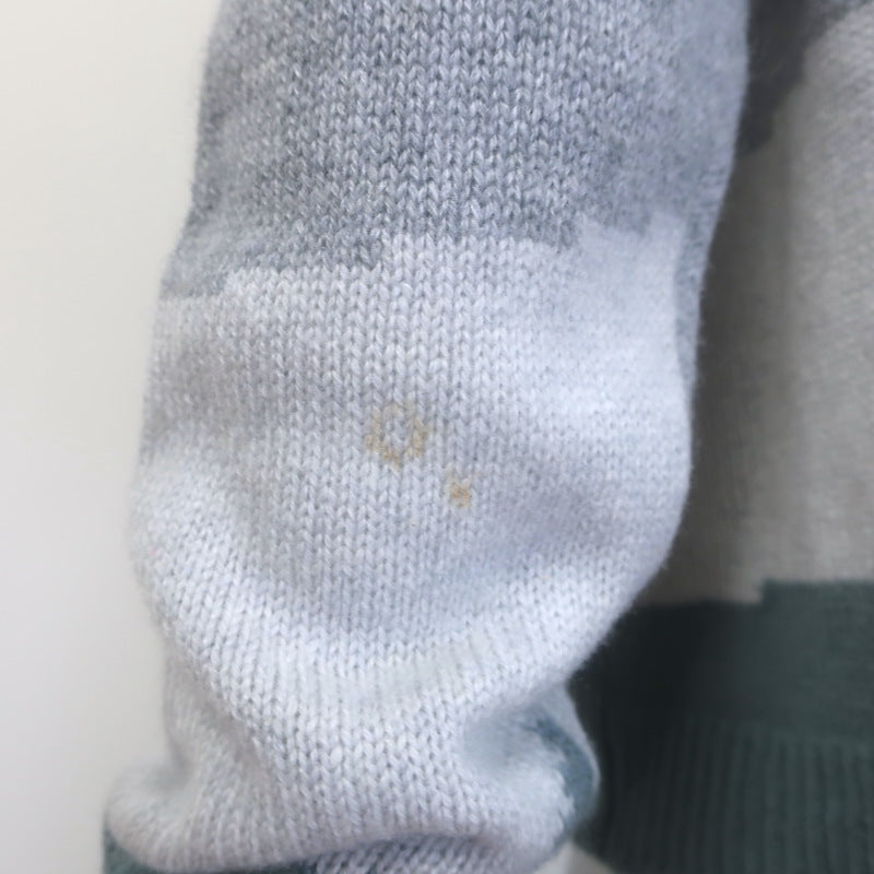 Amina Rubinacci Cashmere Intarsia Knit Turtleneck Sweater Gray Size 42