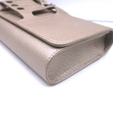 Perrin Le Cabriolet Glove Clutch Mauve Metallic Grained Leather NEW