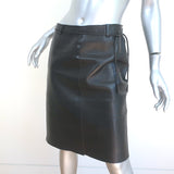 Vintage Gucci Belted Leather Skirt Black Size 42