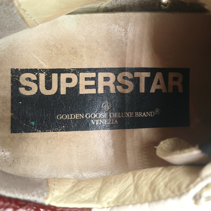 Golden Goose Superstar Sneakers White Leather &amp; Croc-Embossed Patent Size 38