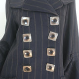 Emporio Armani Double Breasted Striped Coat Black Virgin Wool Size 40