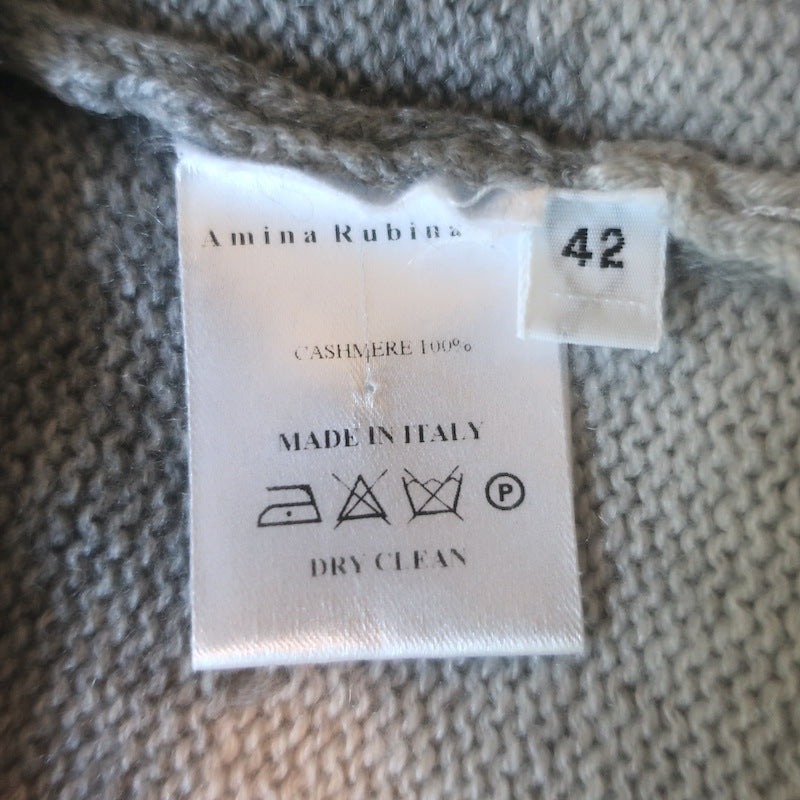 Amina Rubinacci Cashmere Intarsia Knit Turtleneck Sweater Gray Size 42
