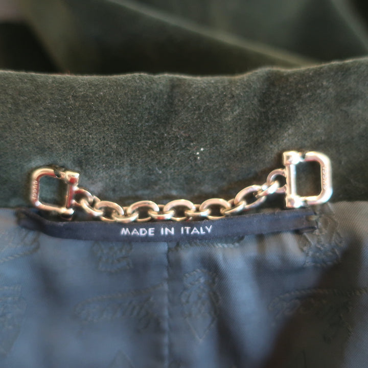 Gucci 2006 Double Breasted Velvet Jacket Dark Green Stretch Cotton Size 40