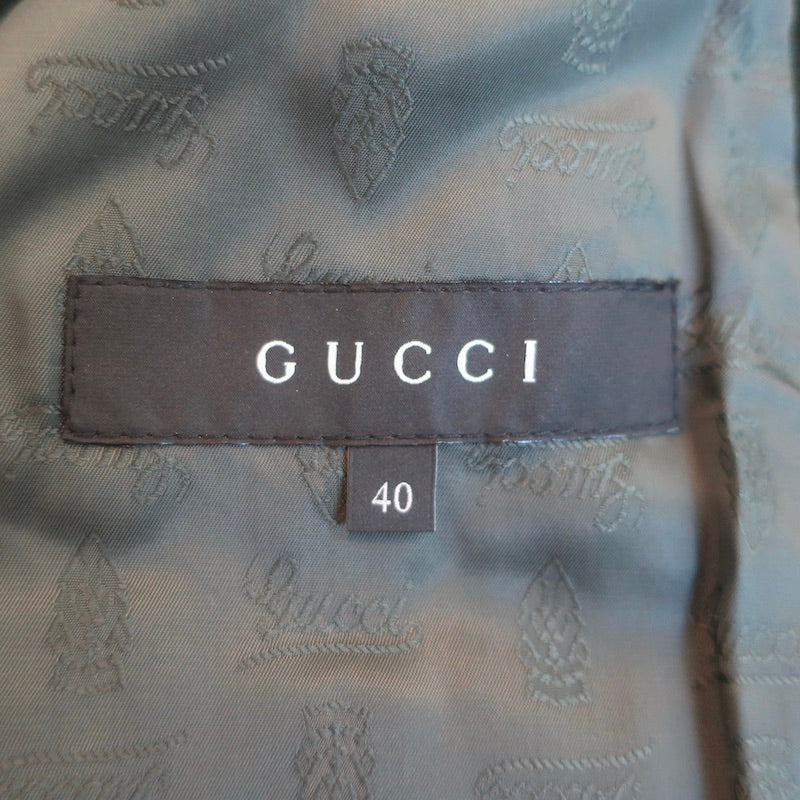 Gucci 2006 Double Breasted Velvet Jacket Dark Green Stretch Cotton Size 40