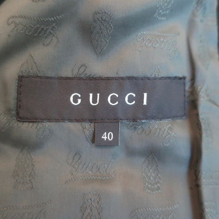 Gucci 2006 Double Breasted Velvet Jacket Dark Green Stretch Cotton Size 40