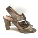 Chloe Slingback Sandals Bronze Metallic Leather Size 38.5 Open Toe Heels