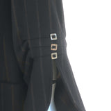 Emporio Armani Double Breasted Striped Coat Black Virgin Wool Size 40