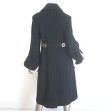 Emporio Armani Double Breasted Striped Coat Black Virgin Wool Size 40