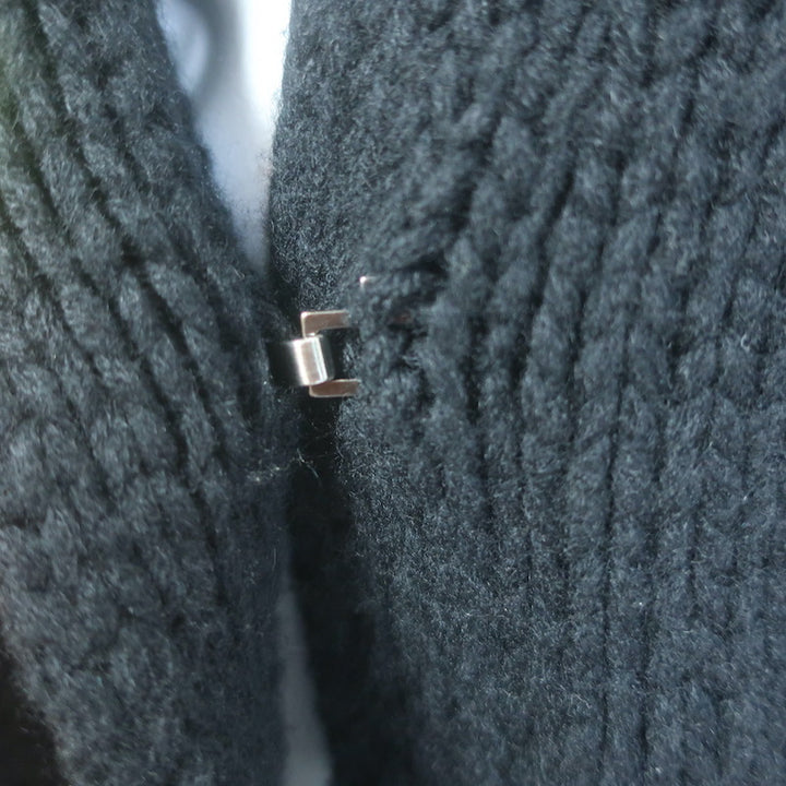 Jil Sander Cashmere Long Cardigan with Fox Fur Cuffs Black Size Medium