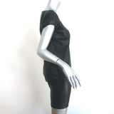 Saint Laurent Lamb Leather Mini Dress Black Size 38 Cap Sleeve Shift