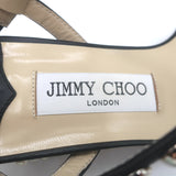 Jimmy Choo Aadra Faux Pearl-Studded Low Heel Sandals Black Leather Size 38