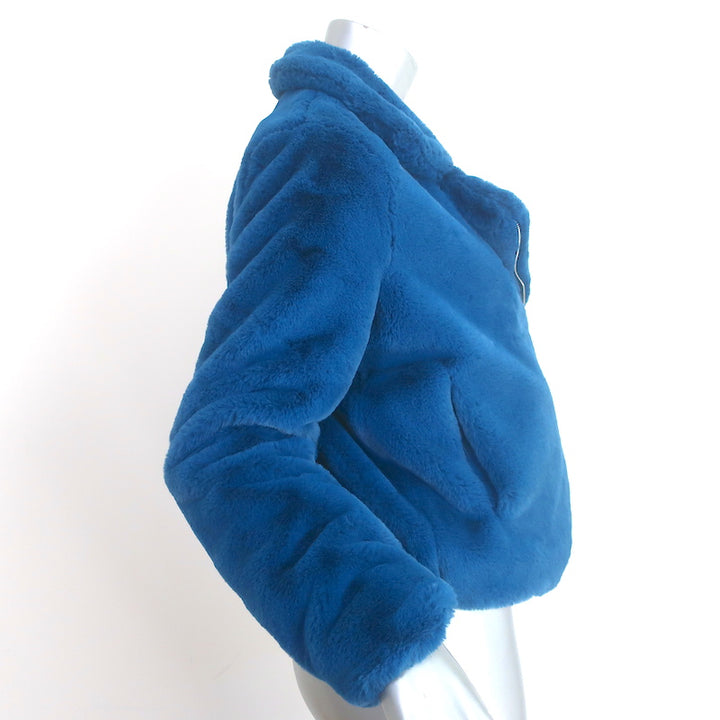 Apparis Tukio Faux Fur Biker Jacket Blue Size Small