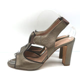Chloe Slingback Sandals Bronze Metallic Leather Size 38.5 Open Toe Heels
