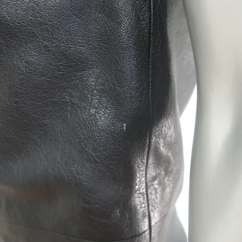 Saint Laurent Lamb Leather Mini Dress Black Size 38 Cap Sleeve Shift