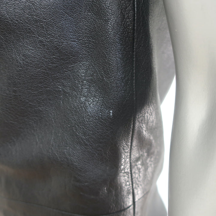 Saint Laurent Lamb Leather Mini Dress Black Size 38 Cap Sleeve Shift
