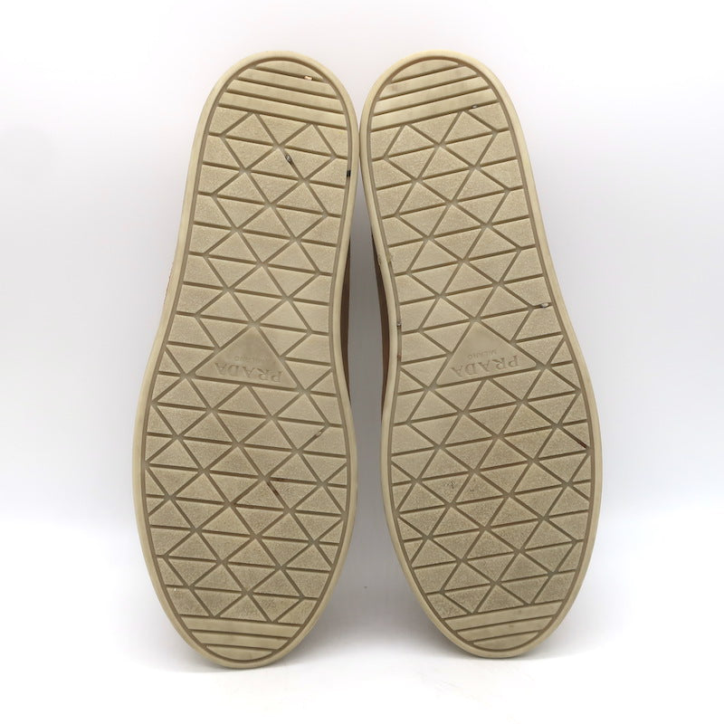 Prada Shearling-Lined Loafers Caramel Brown Suede Size 39