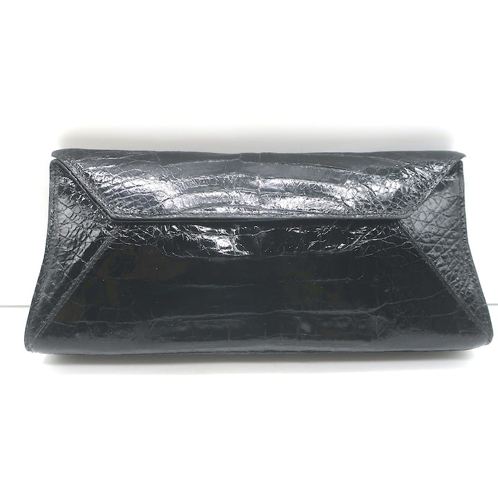 Nancy Gonzalez Crocodile Trapezoid Clutch Black Small Shoulder Bag