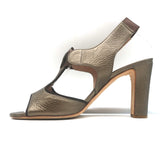 Chloe Slingback Sandals Bronze Metallic Leather Size 38.5 Open Toe Heels