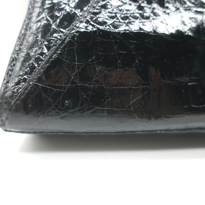 Nancy Gonzalez Crocodile Trapezoid Clutch Black Small Shoulder Bag