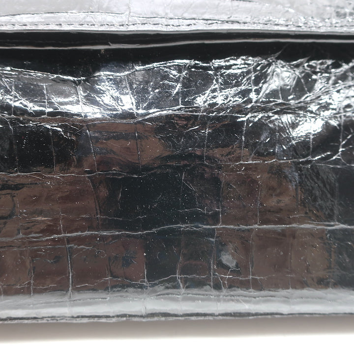 Nancy Gonzalez Crocodile Trapezoid Clutch Black Small Shoulder Bag