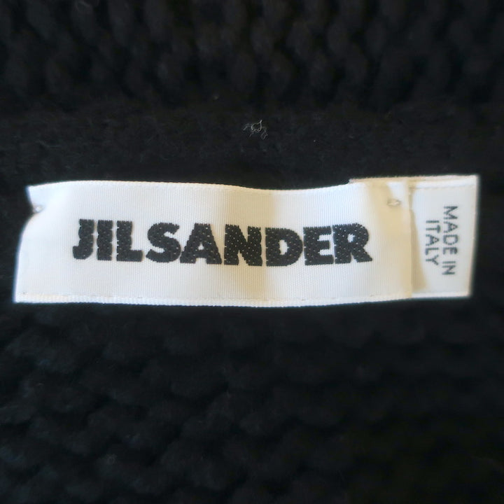Jil Sander Cashmere Long Cardigan with Fox Fur Cuffs Black Size Medium