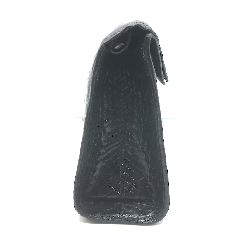 Nancy Gonzalez Crocodile Trapezoid Clutch Black Small Shoulder Bag