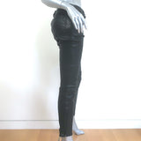 J Brand L8001 Stretch Leather Mid Rise Skinny Pants Black Size 28