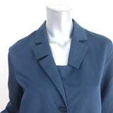 Tibi Shirtdress Navy Cotton-Linen Sateen Size 6 Long Sleeve Midi Dress