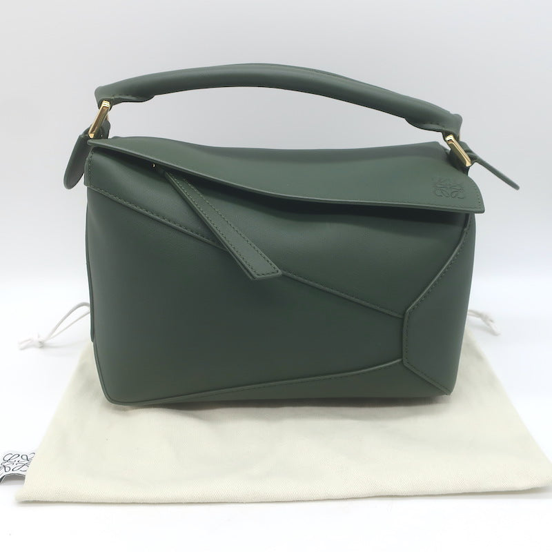 Loewe Small Puzzle Edge Bag Forest Green Leather Crossbody