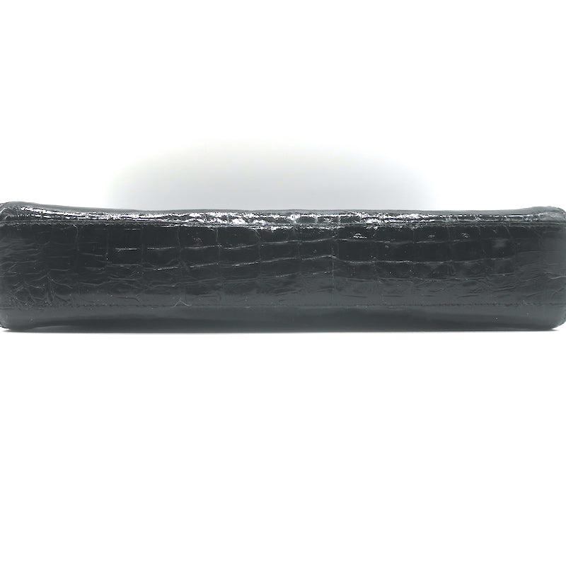 Nancy Gonzalez Crocodile Trapezoid Clutch Black Small Shoulder Bag