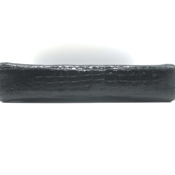 Nancy Gonzalez Crocodile Trapezoid Clutch Black Small Shoulder Bag
