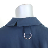 Tibi Shirtdress Navy Cotton-Linen Sateen Size 6 Long Sleeve Midi Dress