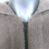 Brunello Cucinelli Cashmere Monili-Trim Metallic Plush Knit Hoodie Taupe Size 12