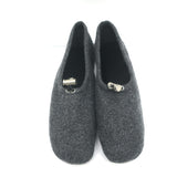 Prada Drawstring Slippers Dark Gray Flannel Size 37 NEW