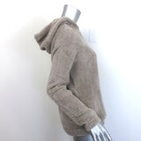 Brunello Cucinelli Cashmere Monili-Trim Metallic Plush Knit Hoodie Taupe Size 12