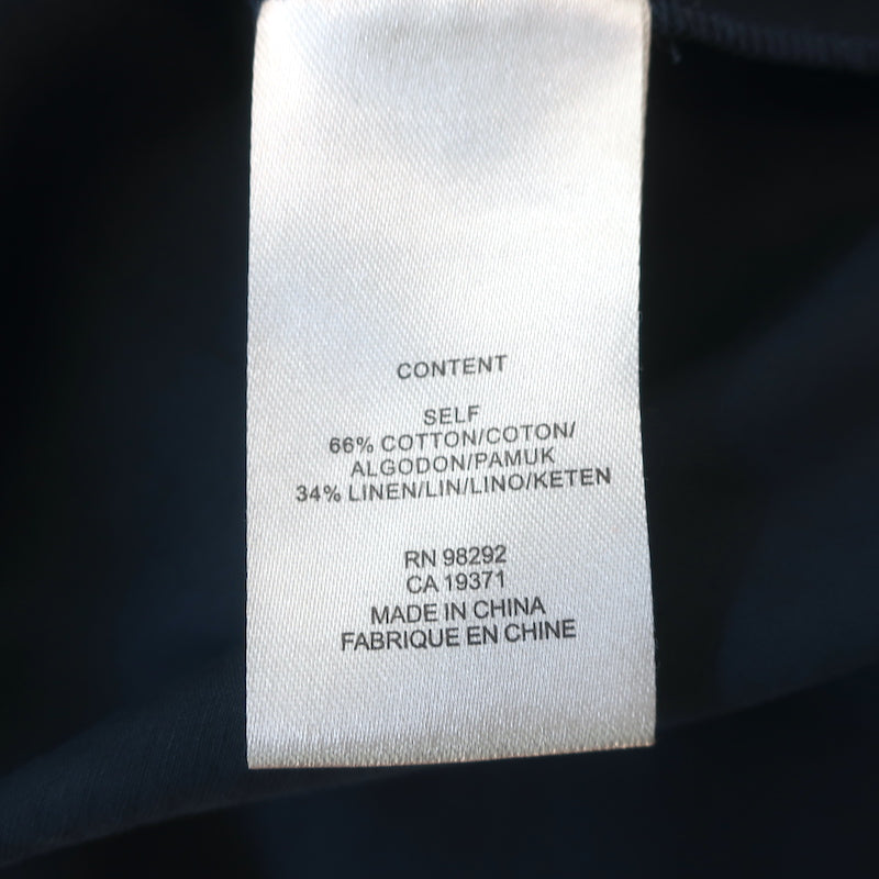 Tibi Shirtdress Navy Cotton-Linen Sateen Size 6 Long Sleeve Midi Dress