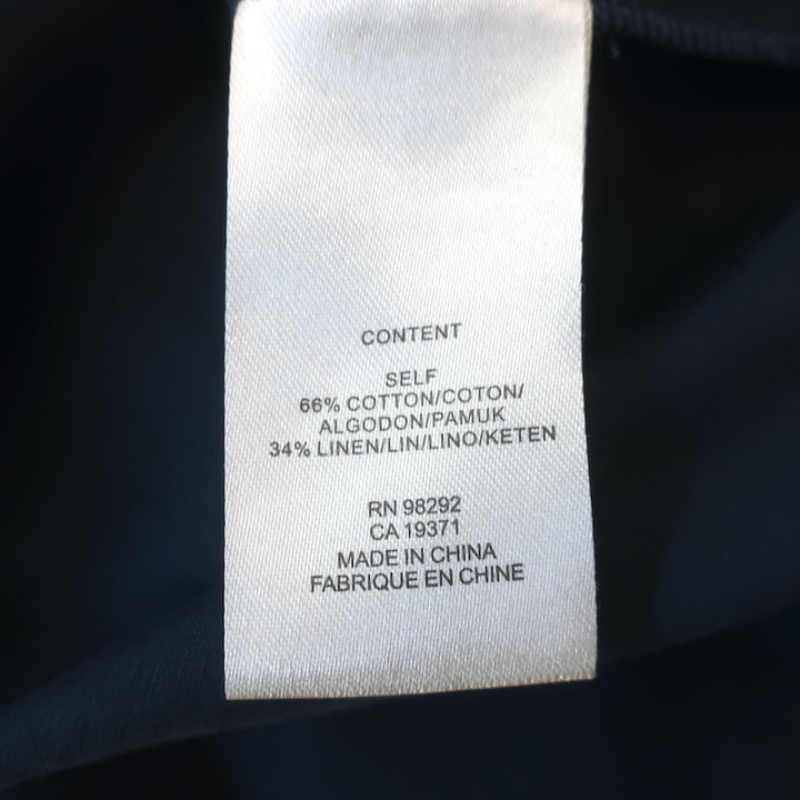 Tibi Shirtdress Navy Cotton-Linen Sateen Size 6 Long Sleeve Midi Dress