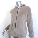 Brunello Cucinelli Cashmere Monili-Trim Metallic Plush Knit Hoodie Taupe Size 12