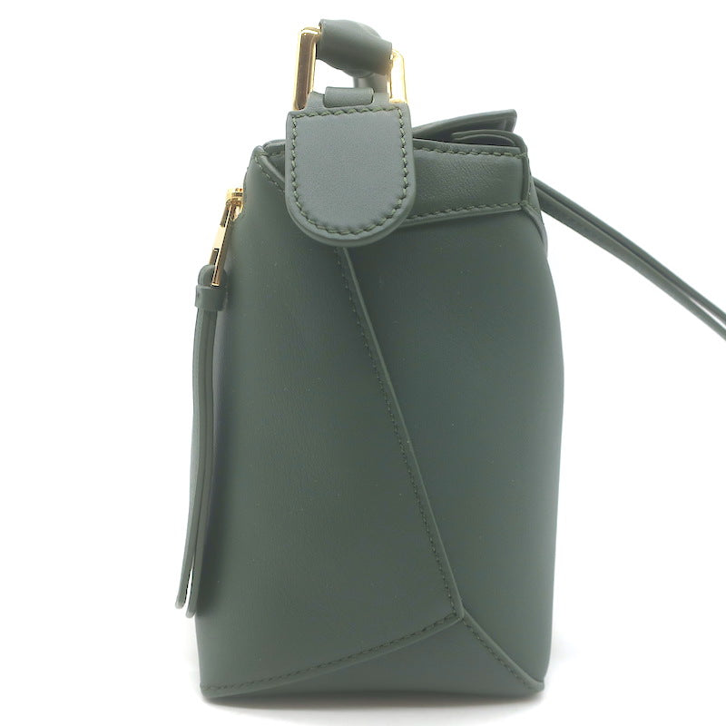 Loewe Small Puzzle Edge Bag Forest Green Leather Crossbody