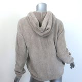 Brunello Cucinelli Cashmere Monili-Trim Metallic Plush Knit Hoodie Taupe Size 12