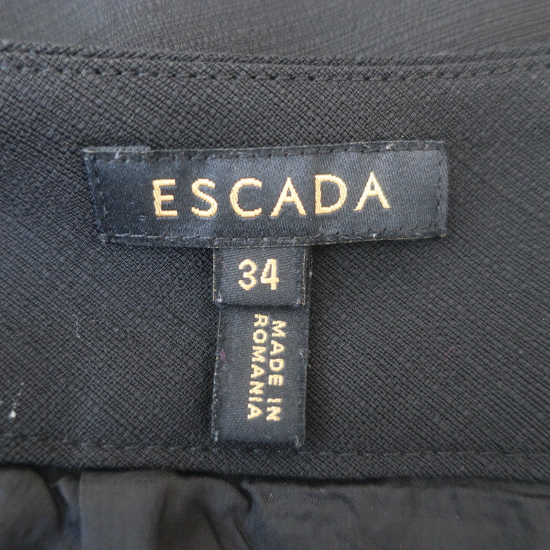 Escada Straight Leg Trousers Black Wool-Blend Size 34