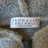 Brunello Cucinelli Cashmere Monili-Trim Metallic Plush Knit Hoodie Taupe Size 12