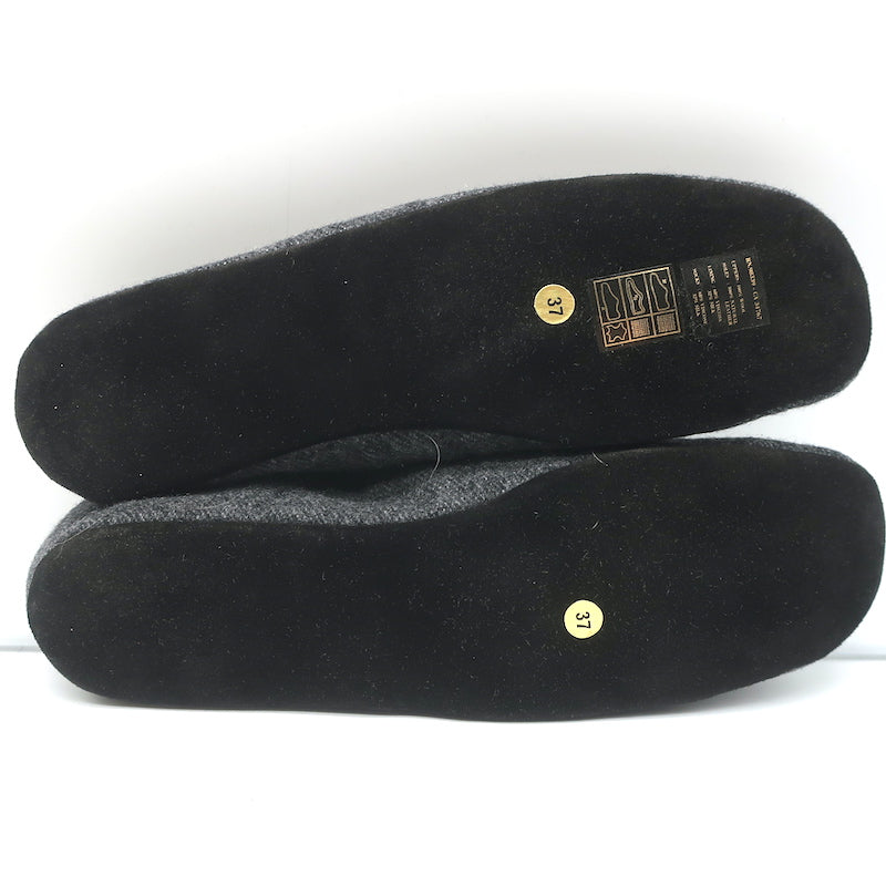 Prada Drawstring Slippers Dark Gray Flannel Size 37 NEW