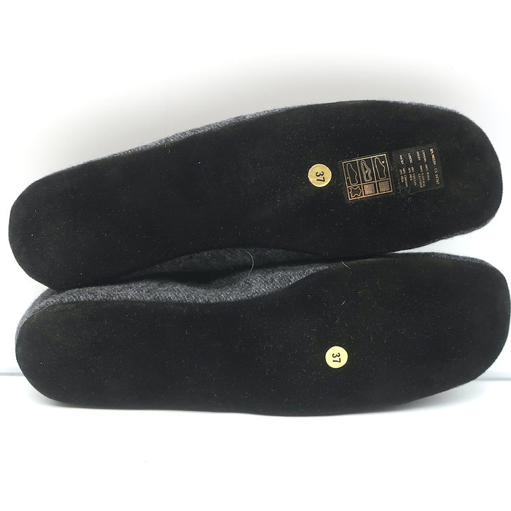 Prada Drawstring Slippers Dark Gray Flannel Size 37 NEW