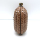 Bottega Veneta Snakeskin Long Stretch Knot Clutch Brown