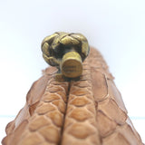 Bottega Veneta Snakeskin Long Stretch Knot Clutch Brown